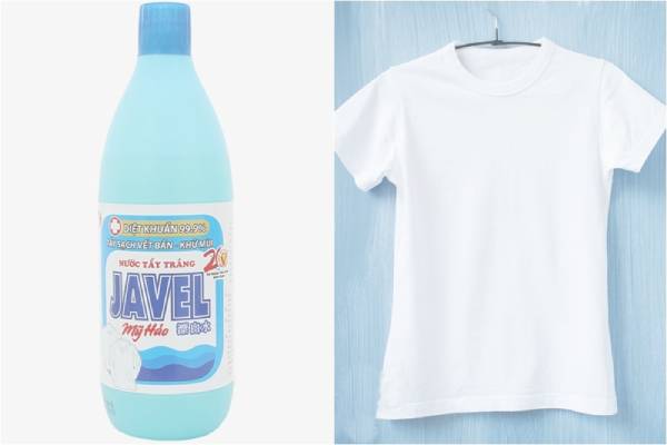 Nước tẩy Javen được sử dụng nhiều trong việc tẩy trắng quần áo bẩn 