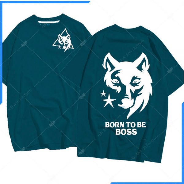 Mẫu áo lớp màu xanh lý hình chí chó sói cá tính 