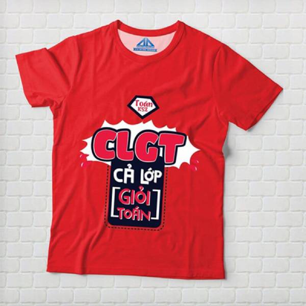 Mẫu áo lớp chuyên Toán màu đỏ với slogan “CLGT – Cả lớp giỏi Toán”