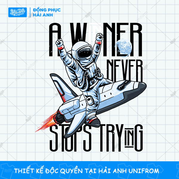 Hình in slogan tiếng anh A Winner Never Stop Trying
