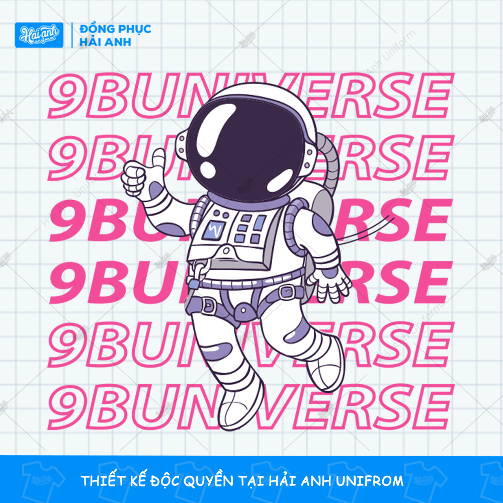 Mẫu Logo Áo Lớp Phi Hành Gia: 9B Universe - Thời Trang Đồng Phục