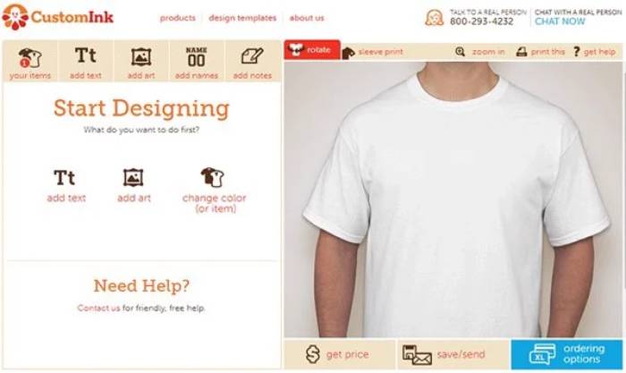 Phần mềm tạo logo áo lớp online thời trang Customink
